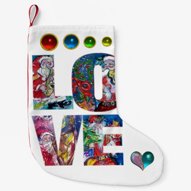 LOVE MUSICAL SANTA CHRISTMAS PARTY SMALL CHRISTMAS STOCKING (Front)