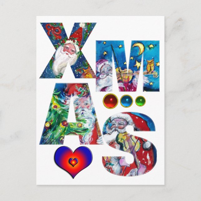 LOVE MUSICAL  SANTA XMAS PARTY POSTCARD (Front)