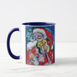 LOVE MUSICAL XMAS PARTY SANTA CLAUS VIOLIN PLAYER MUG