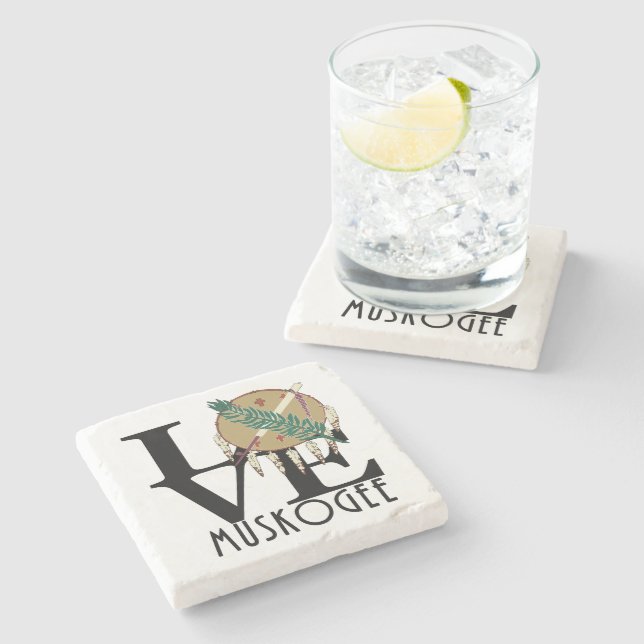 LOVE Muskogee, Oklahoma Stone Coaster (Side)