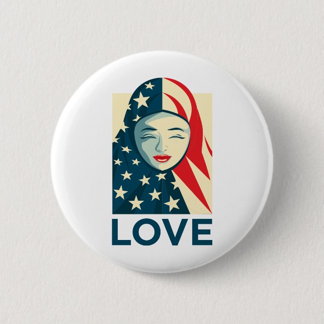 Love | Muslim Refugee 6 Cm Round Badge (Front)