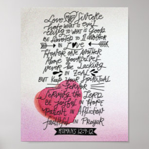 Love must be Sincere Valentines Bible Verse  Poster