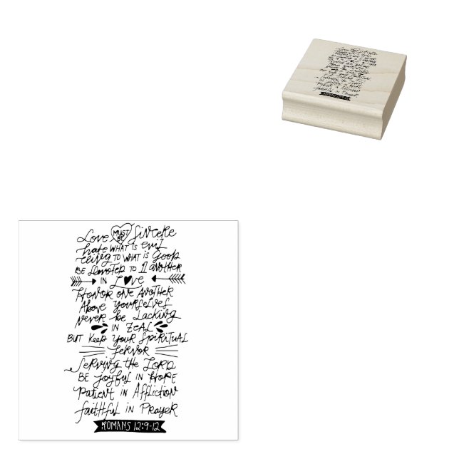 Love must be Sincere Valentines Bible Verse Rubber Stamp (Stamped)