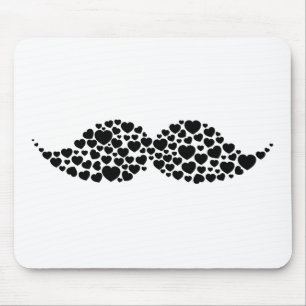 Love mustache hearts mouse mat