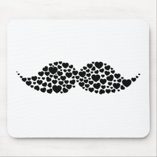 Love mustache hearts mouse mat