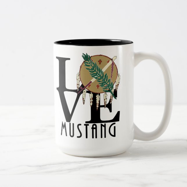 LOVE Mustang Oklahoma 15oz Two-Tone Coffee Mug (Right)
