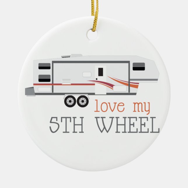 Love My 5th Wheel Ceramic Tree Decoration (Front)
