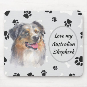 Love My Australian Shepherd Dog Pawprint  Mouse Pa Mat