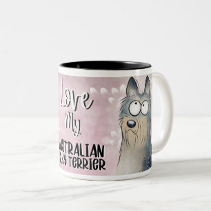Love My Australian Silky Terrier Cartoon 11oz Two-Tone Coffee Mug