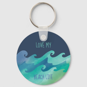 Love My Beach Life Waves Key Ring