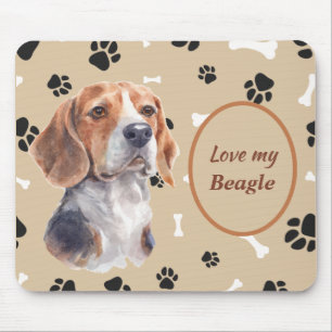 Love My Beagle Dog Pawprint Mouse Mat