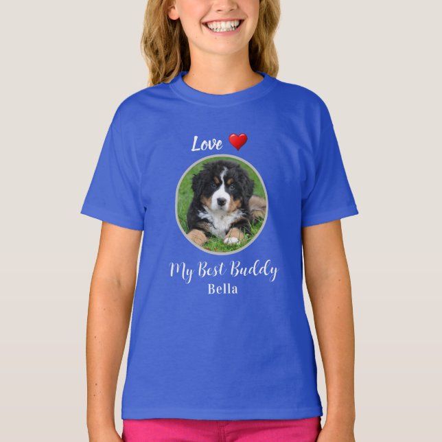 Love My Best Buddy personalised dog photo T-Shirt (Front)