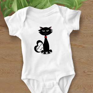 Love my black cartoon cat t-shirt baby bodysuit