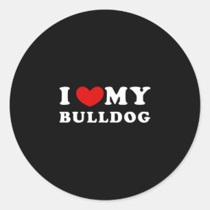 Love My Bulldog Classic Round Sticker