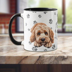 Love My Cockapoo Dog Pawprint Pattern Mug