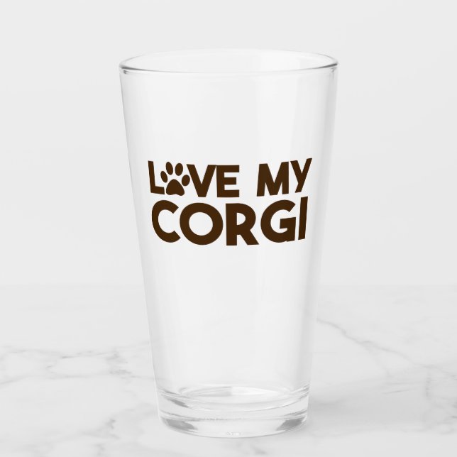 LOVE MY CORGI PAW GLASS (Front)
