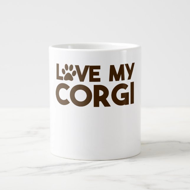LOVE MY CORGI PAW LARGE COFFEE MUG (Front)