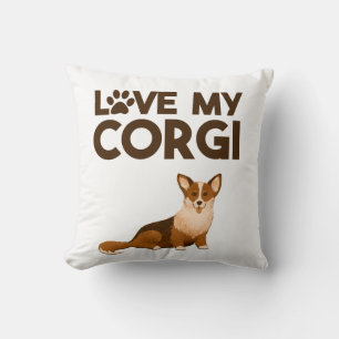 LOVE MY CORGI with Dog Illustration Cushion