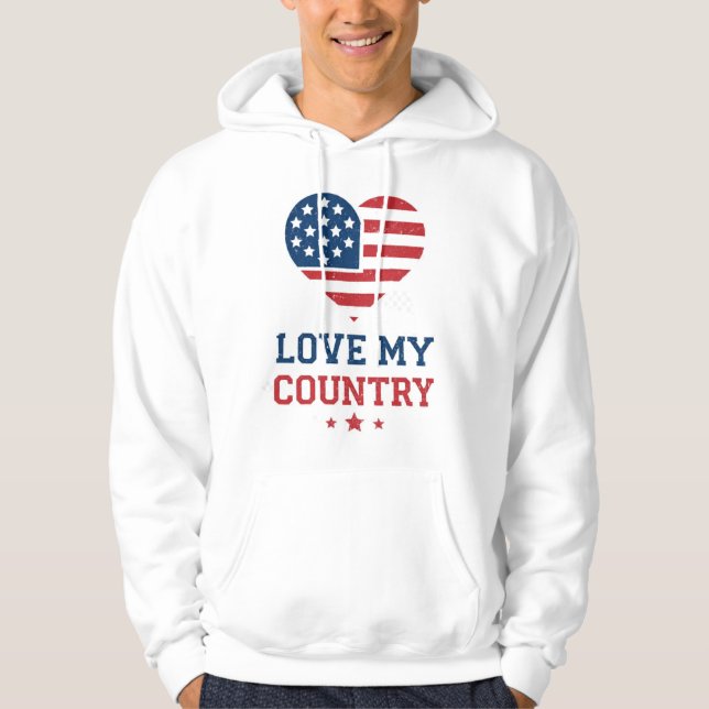 Love My Country Heart Flag Hoodie (Front)