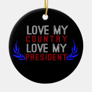 Love My Country, Love My President USA Pride Ceramic Tree Decoration