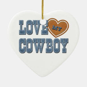 Love My Cowboy Ceramic Tree Decoration