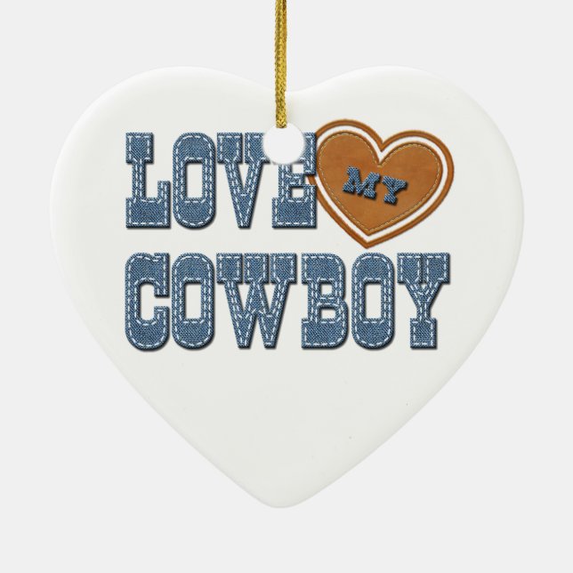 Love My Cowboy Ceramic Tree Decoration (Back)