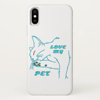LOVE MY CUTE AQUA PET CAT iPhone X CASE