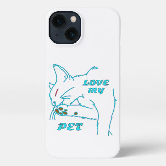 LOVE MY CUTE AQUA PET CAT iPhone 13 CASE