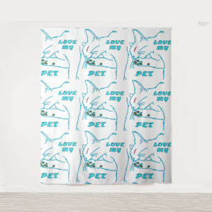 LOVE MY CUTE AQUA PET CAT TAPESTRY
