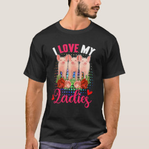Love My Cute Ladies Three Cute Pigs Flowers Farmer T-Shirt