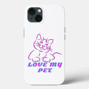 LOVE MY CUTE PINK PET CAT iPhone 13 CASE