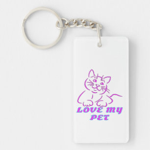 LOVE MY CUTE PINK PET CAT KEY RING