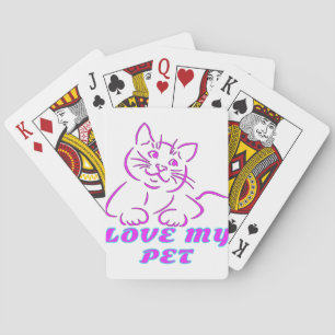 LOVE MY CUTE PINK PET CAT PLAYING CARDS