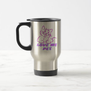 LOVE MY CUTE PINK PET CAT TRAVEL MUG