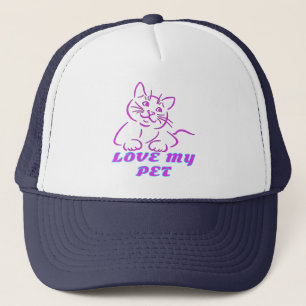 LOVE MY CUTE PINK PET CAT TRUCKER HAT