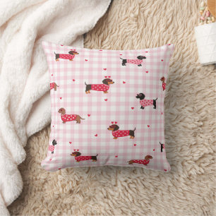 Love My Dachshund Dog Heart Pattern Cushion
