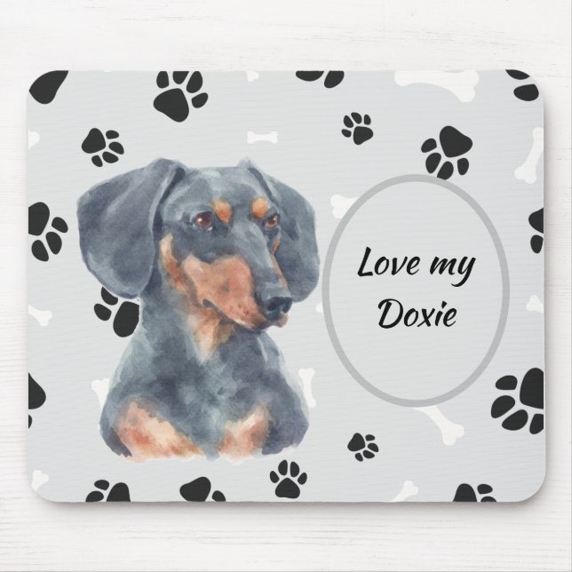 Love My Dachshund Dog Pawprint Mouse Mat (Front)