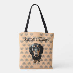 Love My Dachshund Heart Paw Tote Bag