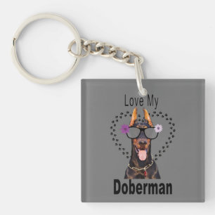 Love My Doberman Key Ring