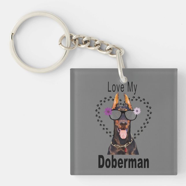 Love My Doberman Key Ring (Front)