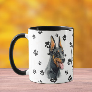 Love My Doberman Pinscher Dog Pawprint Mug