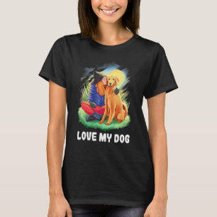 Love My Dog Girl Nature Kiss Golden Retriever T-Shirt