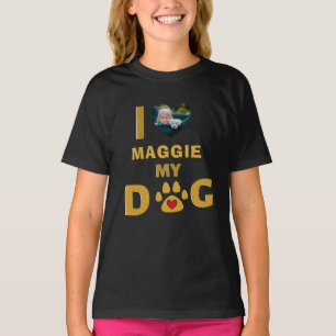 Love My Dog Photo Heart Cute Pet Personalise T-Shirt