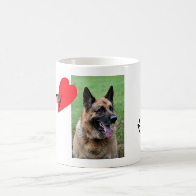 Love my dog, with your name, your dog coffee mug (Center)