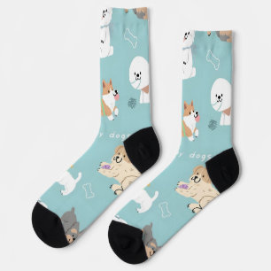 Love My Dogs Pattern puppies, Socks