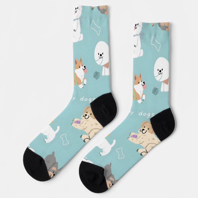 Love My Dogs Pattern puppies,  Socks (Left)