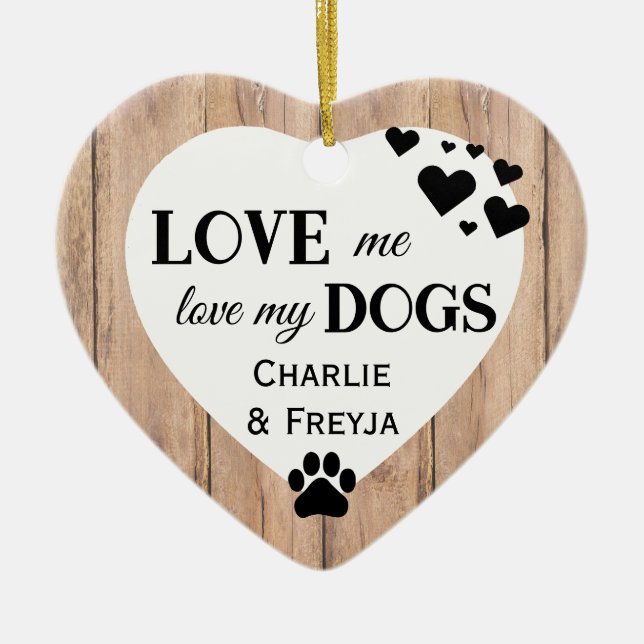 Love my Dogs Rustic Ceramic Tree Decoration (Front)