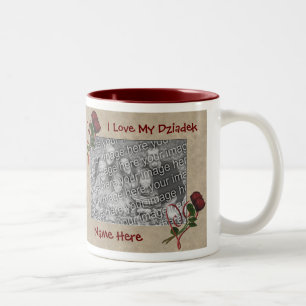 Love My Dziadek Roses Polish Grandfather  Two-Tone Coffee Mug