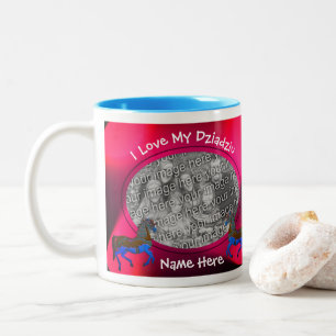 Love My Dziadziu Carousel Horse Polish Grandfather Two-Tone Coffee Mug