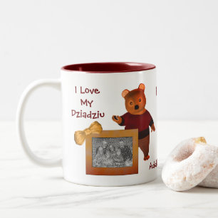 Love My Dziadziu Cute Bear Polish Grandfather Two-Tone Coffee Mug